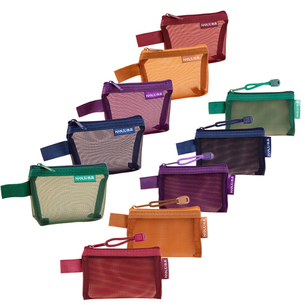 Cosmetic Bags - Portable Mesh Fabric Travel Grid Bag