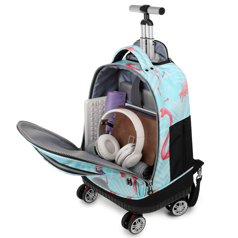 Rolling Backpack with Spinner  - Foldable Rolling Luggage Bag recension och pris